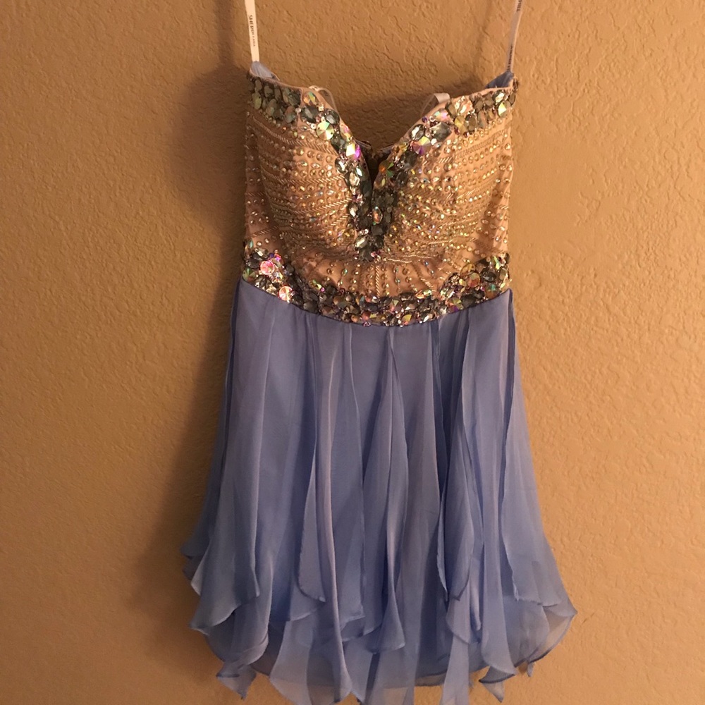 Strapless beaded bodice/chiffon skirt